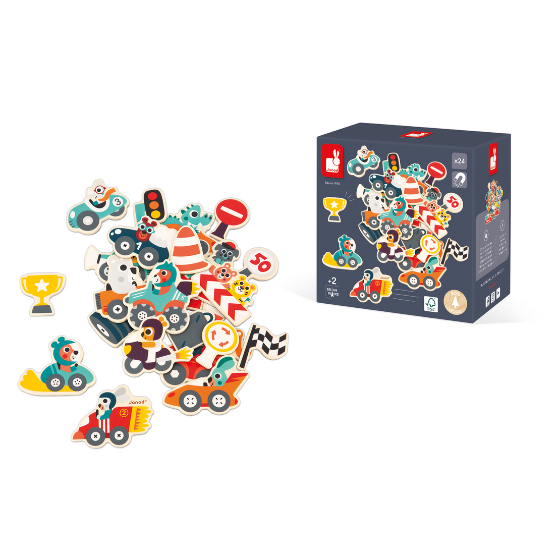 MAGNETS BOLIDES - 24pcs JANOD