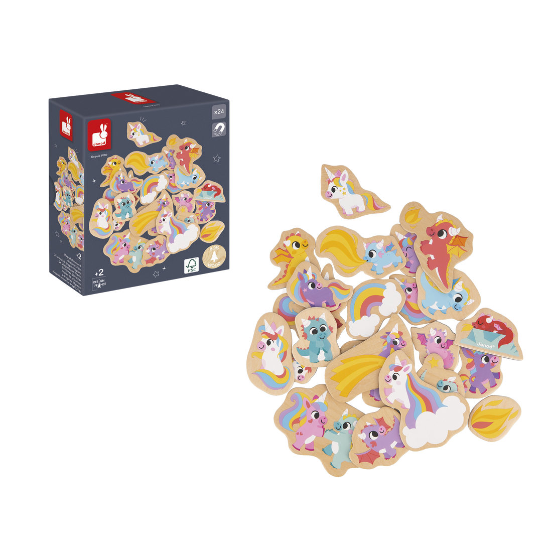 AIMANTS LICORNES ET DRAGONS - 24pcs JANOD