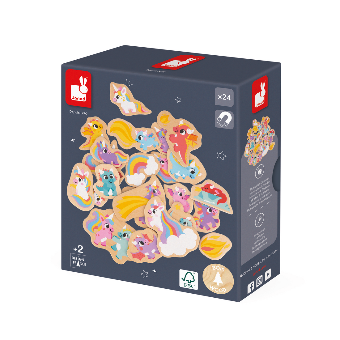 AIMANTS LICORNES ET DRAGONS - 24pcs JANOD