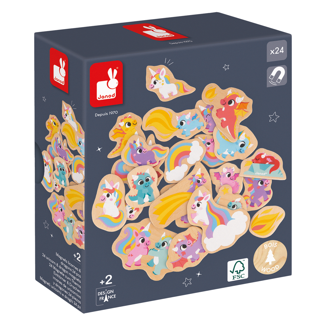 AIMANTS LICORNES ET DRAGONS - 24pcs JANOD