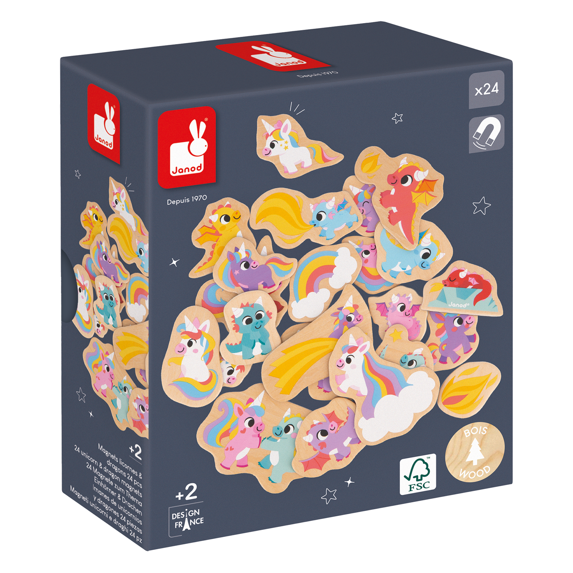 AIMANTS LICORNES ET DRAGONS - 24pcs JANOD