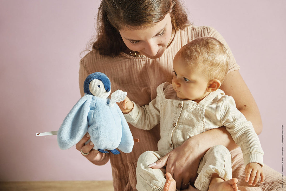 PELUCHE BISOU PINGOUIN - BLEU KALOO