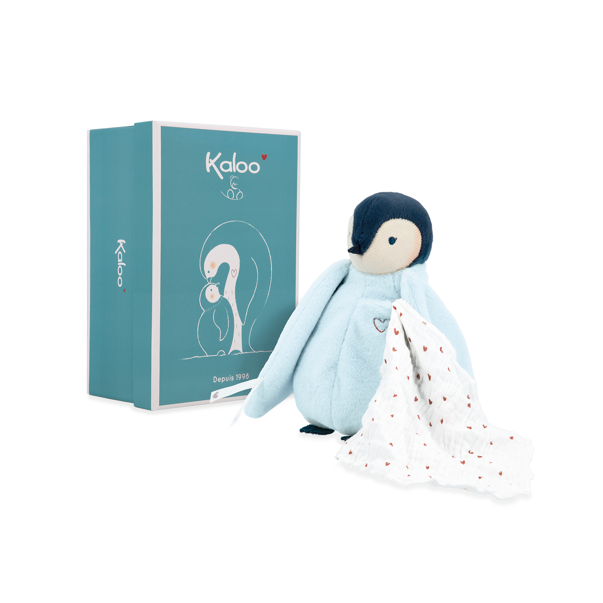 PELUCHE BISOU PINGOUIN - BLEU KALOO
