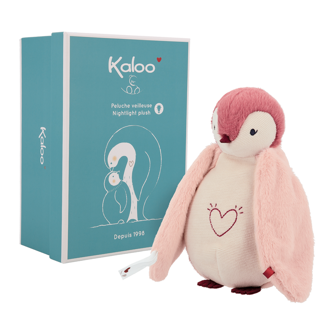 VEILLEUSE PELUCHE - PINGOUIN ROSE KALOO