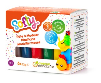 Assortiment 6 x 62g pâte à modeler enfant souple