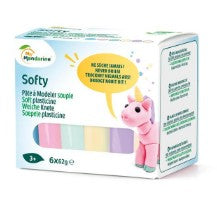 Assortiment 6 x 62g pâte à modeler enfant souple, pastel