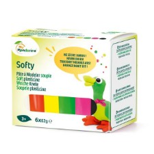 Assortiment 6 x 62g pâte à modeler enfant souple, pastel, fluo