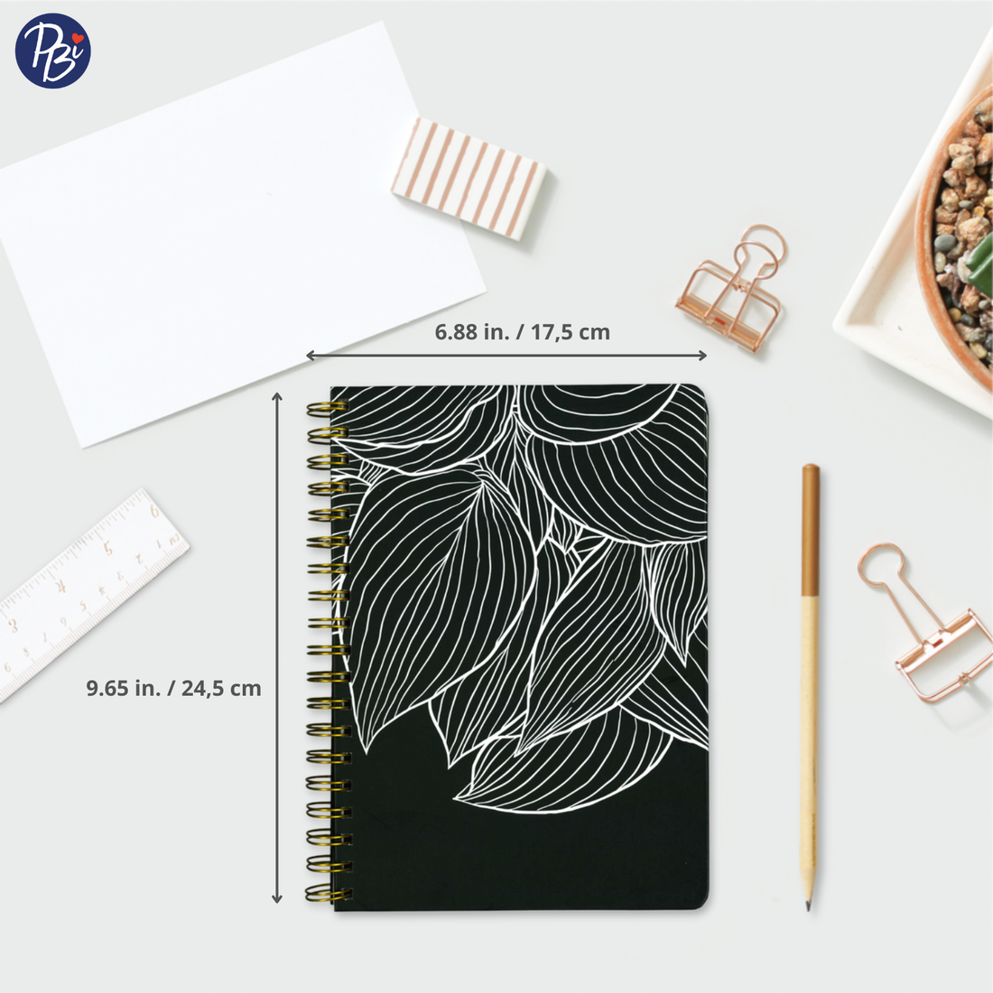 CAHIER DE NOTES - GRAND - FEUILLES NOIRES & BLANCHES PBI LIVRES NOTES