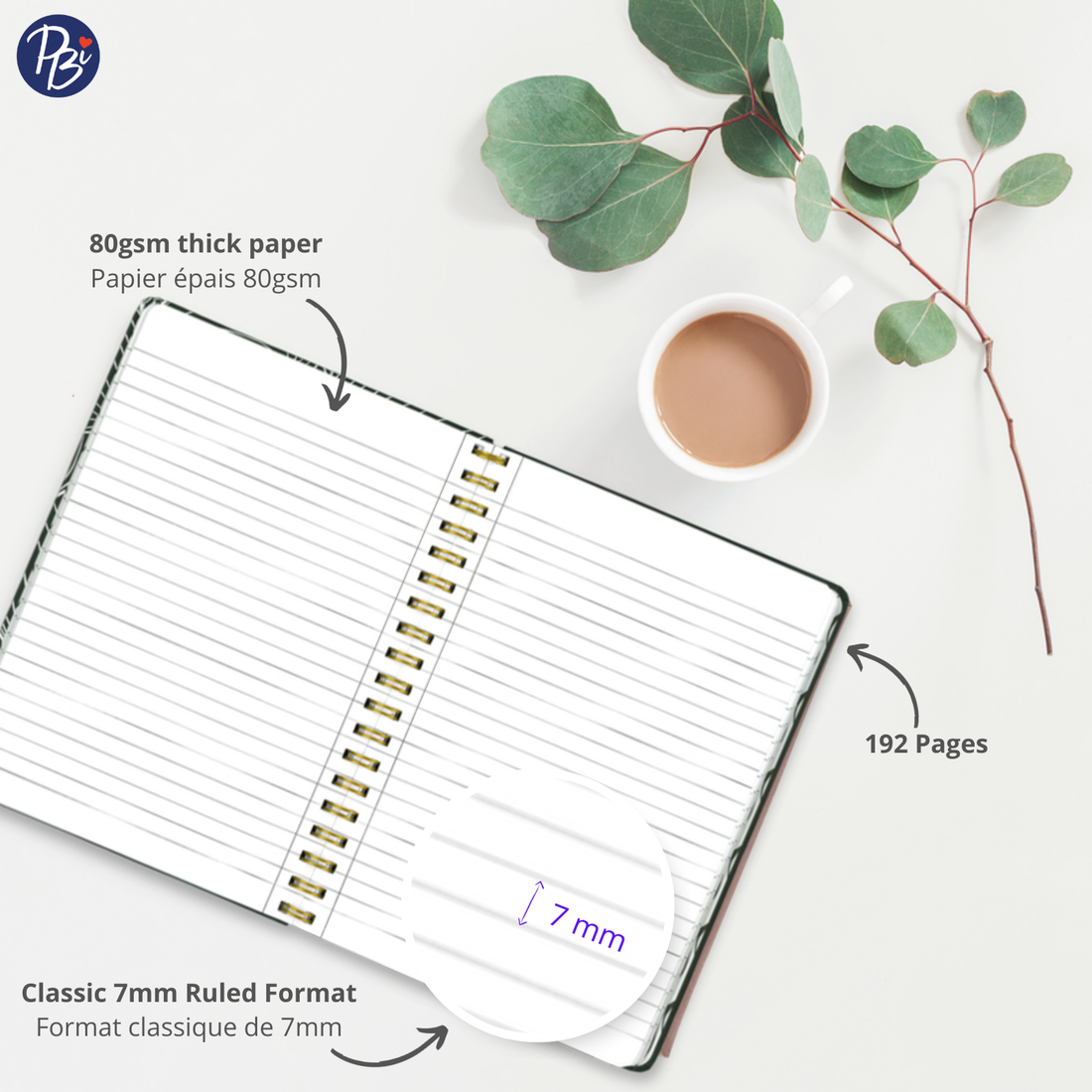 CAHIER DE NOTES - GRAND - FEUILLES NOIRES & BLANCHES PBI LIVRES NOTES