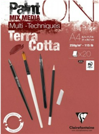Bloc Paint'ON Terracotta collé 20 feuilles A4 250g CLAIREFONTAINE