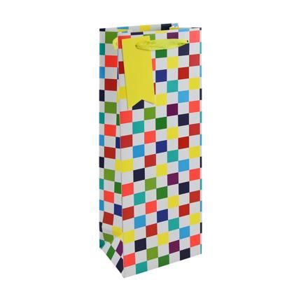 CHECKERBOARD BOTTLE GIFT BAG 12,7x9x35,5cm CLAIREFONTAINE