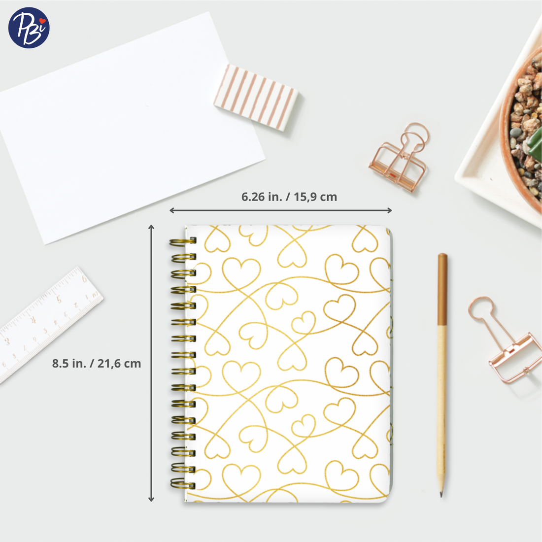 CAHIER DE NOTES - PETITS COEURS DORÉS PBI LIVRES NOTES