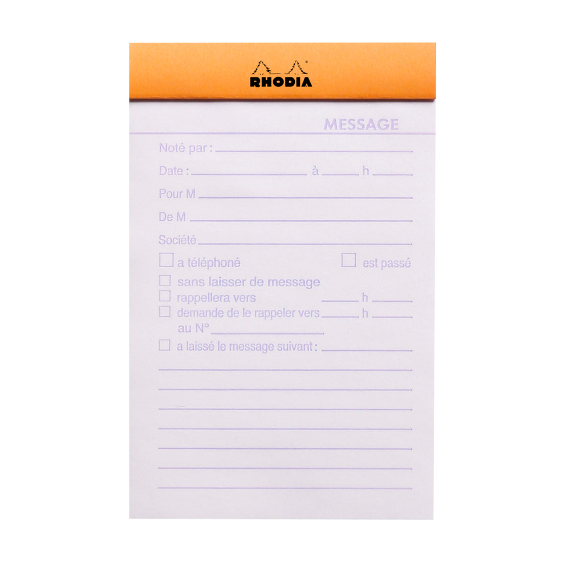 Bloc notes N°140 messages orange agrafé  80 feuilles (11x17cm) (FR)