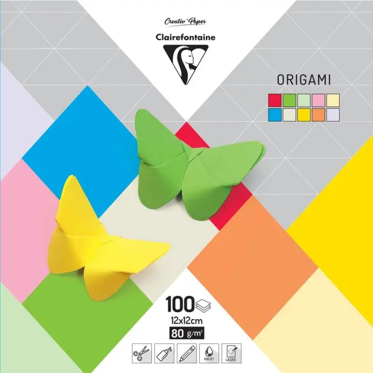 Papier Origami Uni 100F 12x12 80g CLAIREFONTAINE
