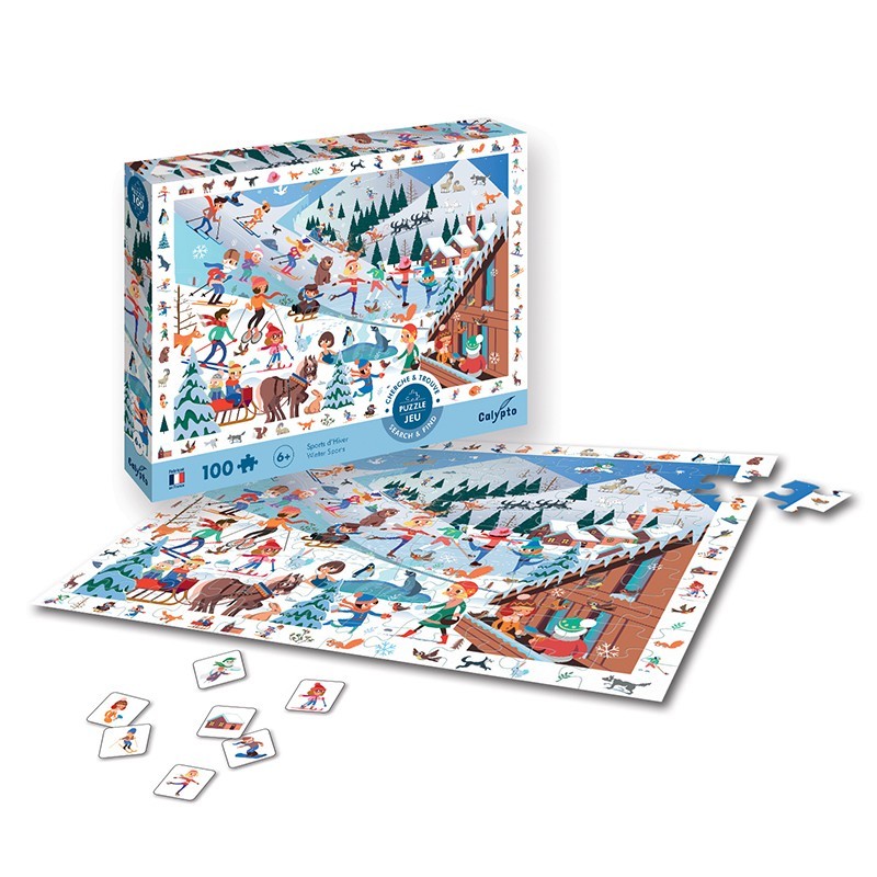 Puzzles 100 pieces XXL 610X420mm  " Cherche et trouve " - Sports d'Hiver SENTOSPHERE