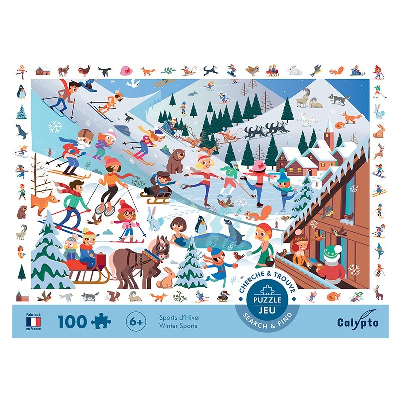 Puzzles 100 pieces XXL 610X420mm  " Cherche et trouve " - Sports d'Hiver SENTOSPHERE