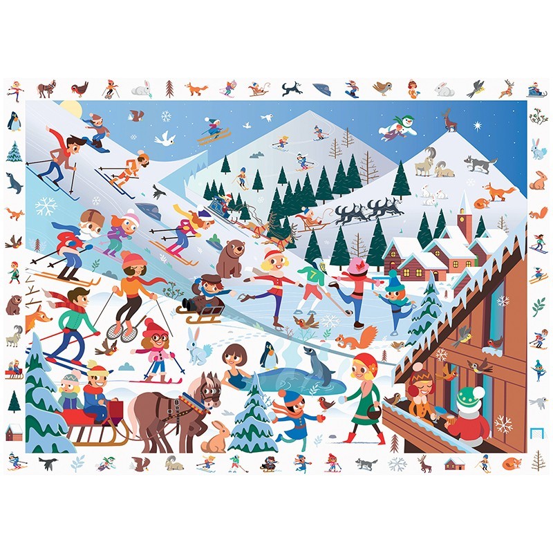 Puzzles 100 pieces XXL 610X420mm  " Cherche et trouve " - Sports d'Hiver SENTOSPHERE