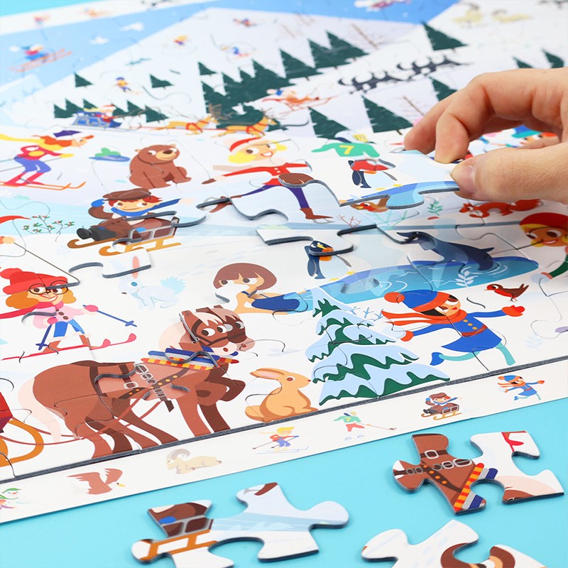 Puzzles 100 pieces XXL 610X420mm  " Cherche et trouve " - Sports d'Hiver SENTOSPHERE