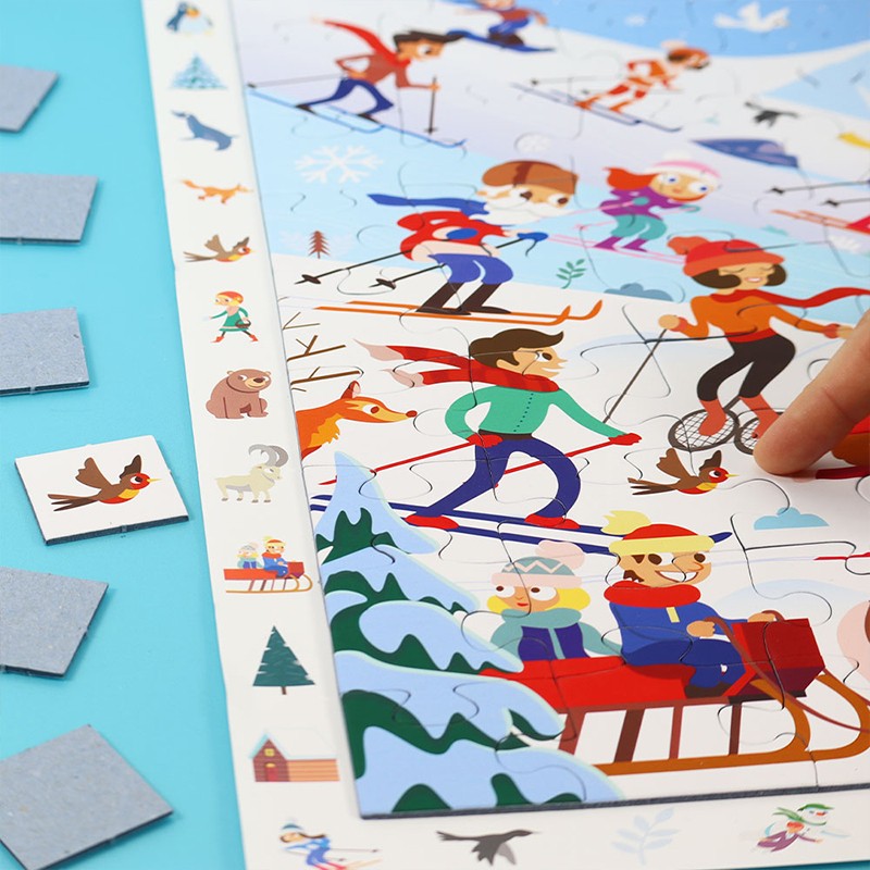 Puzzles 100 pieces XXL 610X420mm  " Cherche et trouve " - Sports d'Hiver SENTOSPHERE