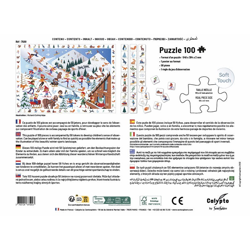 Puzzles 100 pieces XXL 610X420mm  " Cherche et trouve " - Sports d'Hiver SENTOSPHERE