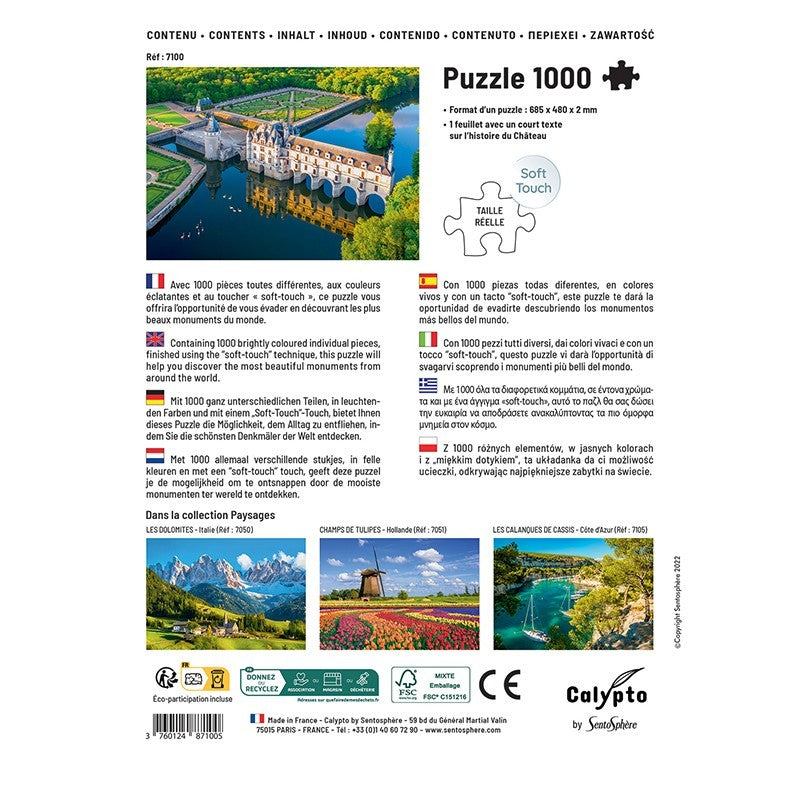 Puzzles 1000 pièces 685X480mm PAYSAGE - Château de Chenonceau - Touraine SENTOSPHERE
