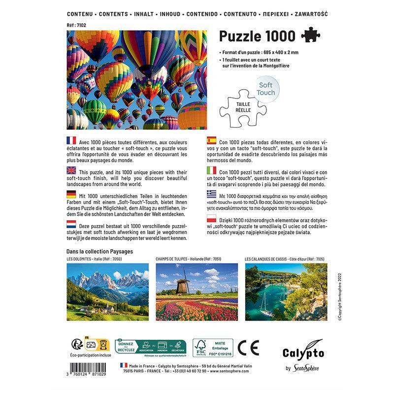 Puzzles 1000 pièces 685X480mm PAYSAGE - Montgolfières SENTOSPHERE