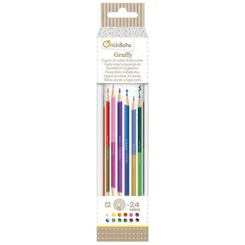 Tube de 12 crayons de couleur double embout MY MANDARINE