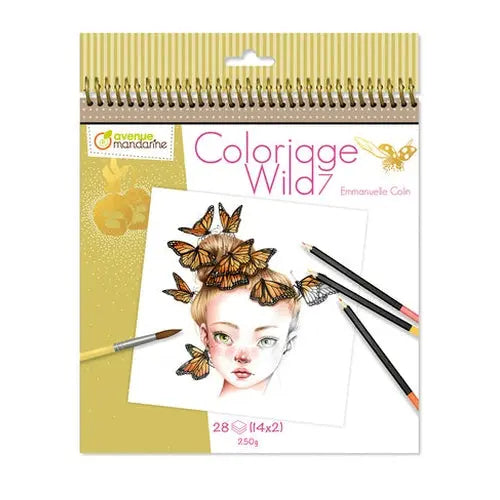 Carnet de coloriage 'Wild 7' - 28 feuilles (14 dessinsx2) - (20x25.5cm) MY MANDARINE