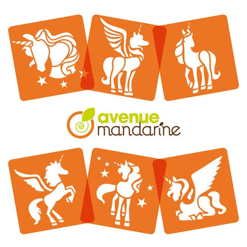 6 Pochoirs Licorne 6X6 MY MANDARINE